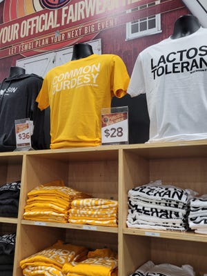 A "Common Curdesy" t-shirt is one of the official State Fair merchandise items for sale in the expo hall at Wisconsin State Fair.