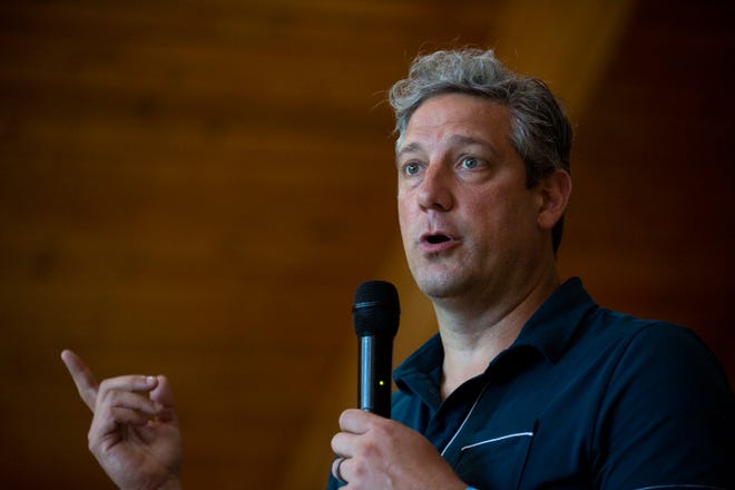 U.S. Rep. Tim Ryan, running for the U.S. Senate seat being vacated by Sen. Rob Portman, gave a town hall aimed at undecided voters at Alley Park in Lancaster on Aug. 3.