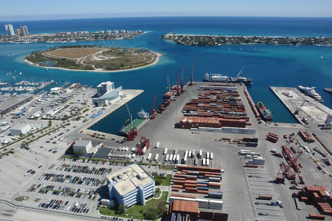 Aerial view of The Port of Palm Beach.