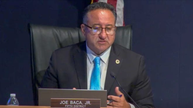 San Bernardino County Supervisor Joe Baca, Jr. speaks during a meeting on Wednesday, Aug. 3, 2022.