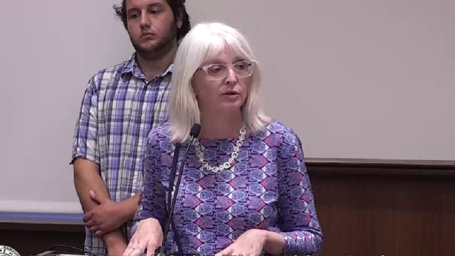 State Sen. Susan Moran, D-Falmouth, speaking at the most recent meeting of the Nuclear Decommissioning Citizens Advisory Panel in Plymouth