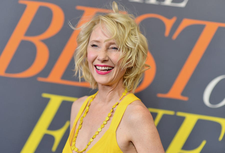 (FILES) In this file photo taken on April 4, 2019 US actress Anne Heche attends "The Best of Enemies" premiere at AMC Loews Lincoln Square in New York City. - US actress Anne Heche has been hospitalized in critical condition after crashing her car into a Los Angeles home, US media reported Friday.    The Los Angeles Fire Department reported that a vehicle struck a two-story house in Los Angeles' Mar Vista neighborhood, "causing structural compromise and erupting in heavy fire." (Photo by Angela Weiss / AFP) (Photo by ANGELA WEISS/AFP via Getty Images) ORIG FILE ID: AFP_32G38VG.jpg