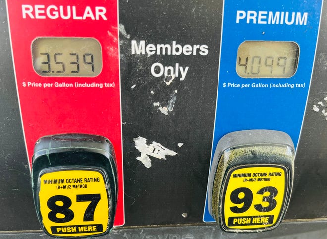 One of the fuel pumps at the members-only BJ's Wholesale gas station in Port Orange shows its price for regular gasoline at $3.539 a gallon on Saturday, Aug. 6, 2022.