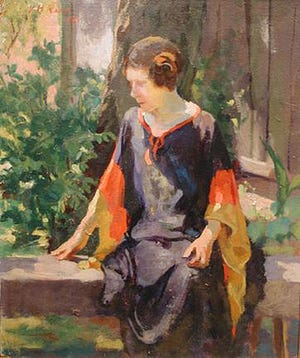"Portrait of Miss Chant," a 1925 oil on board painting by Vollian Rann.