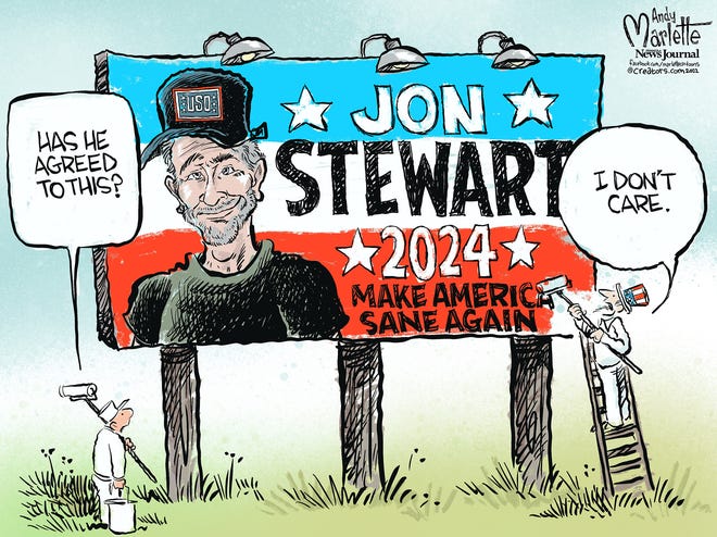 Marlette cartoon: Save America with Jon Stewart