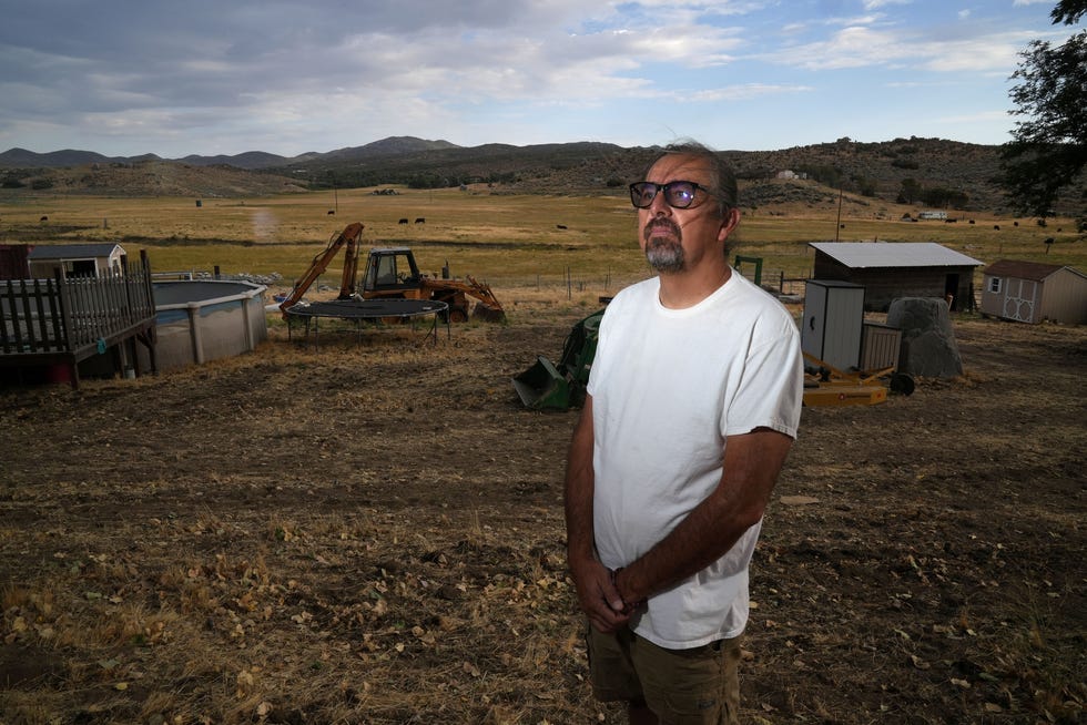 Gerald Clarke, an artist, professor and member of the Cahuilla Band of Indians, at his family ranch on Cahuilla Reservation land Wednesday, July 27, 2022.