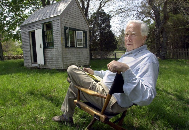 FILE - Writer and historian David McCullough appears at his Martha's Vineyard home in West Tisbury, Mass., on May 12, 2001. McCullough, the Pulitzer Prize-winning author whose lovingly crafted narratives on subjects ranging from the Brooklyn Bridge to Presidents John Adams and Harry Truman made him among the most popular and influential historians of his time, died Sunday in Hingham, Massachusetts. He was 89. (AP Photo/Steven Senne, File) ORG XMIT: NYET121