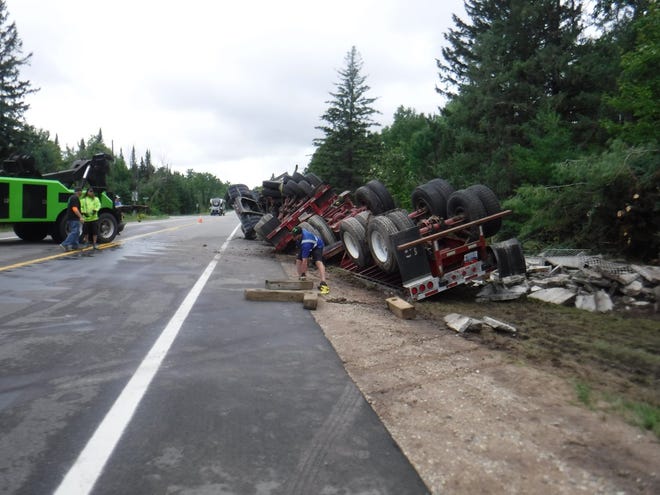 North Straits Highway was closed for an extended period of time on Monday for recovery and cleanup for this rollover accident involving a semi truck.