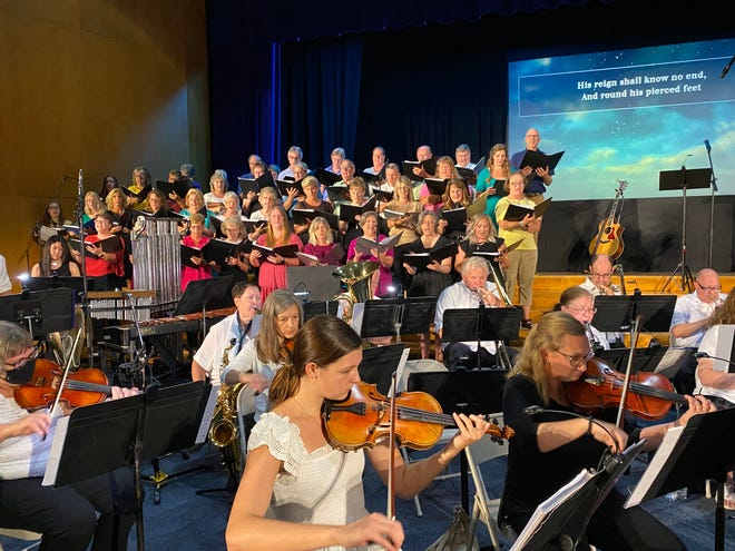 An 80-plus voice choir and 30-plus member orchestra performed at the two Old Home Week musical community worship services ‘Jesus, You Are Worthy’ on Sunday, Aug. 7.