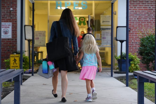 In this StarNews file photo, a child heads to the first day of school at Rocky Point Elementary School in Pender County.