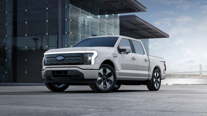 2023 Ford F-150 Lightning in Avalanche Gray.