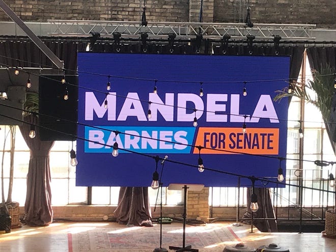 The stage is set at the Cooperage for Mandela Barnes' poised win of the Democratic nomination for U.S. Senate on Tuesday, August 9, 2022.