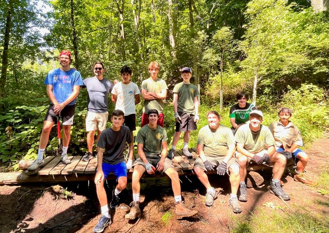 Scouts from Montclair's Troop 13who assisted Eagle Scout candidate Logan Bateman with his project at Bonsal Preserve last month.