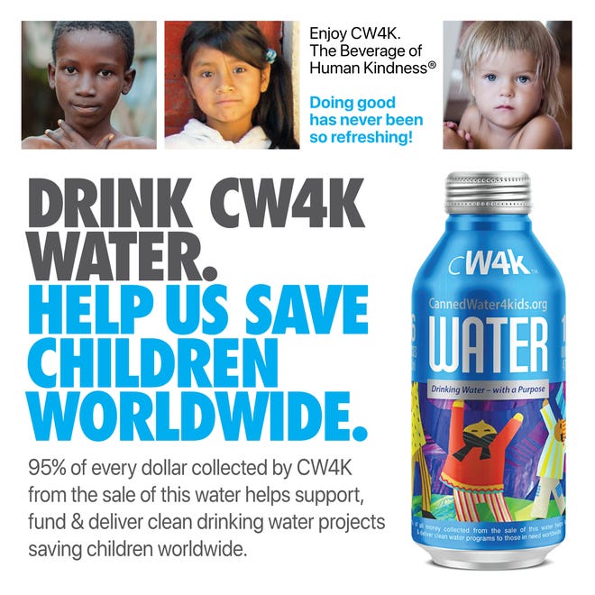 Gregory Stromberg started the Sussex-based nonprofit organization CannedWater4Kids.  This organization has the mission of providing clean water to children.
