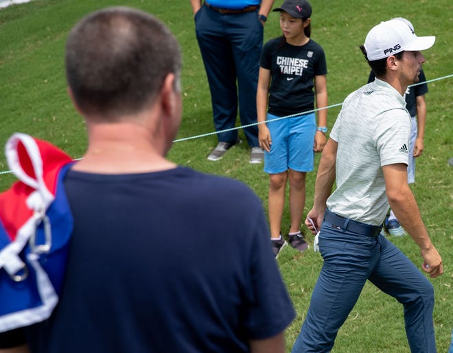 Francisco Soto watches his favorite player Joaquin Niemann during the first-round of the FedEx St. Jude Championship on Thursday, Aug.  11, 2022, at TPC Southwind in Memphis.