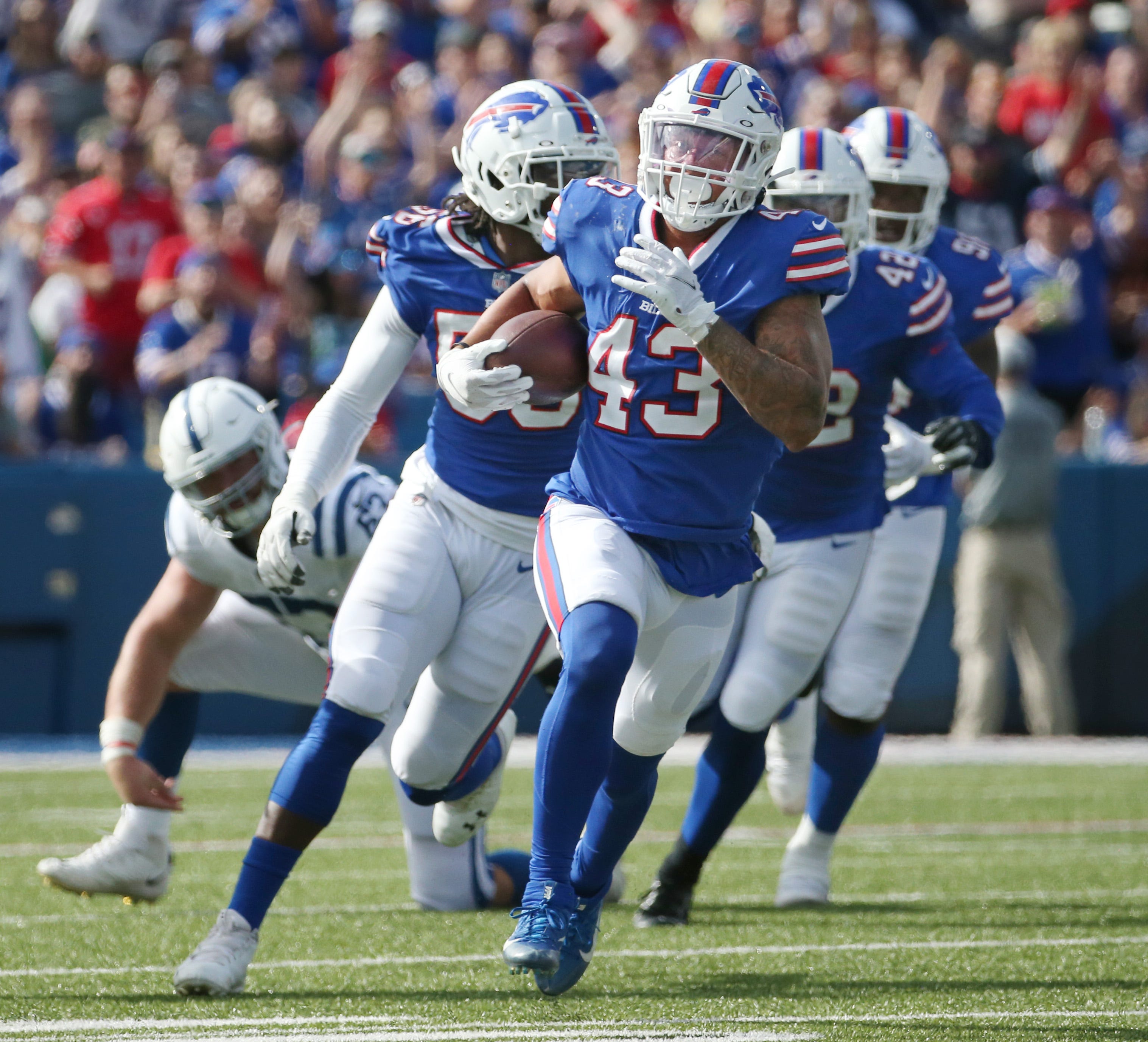 Buffalo Bills defeat Indianapolis Colts 27-24 while Terrel Bernard added a scoop and score. 