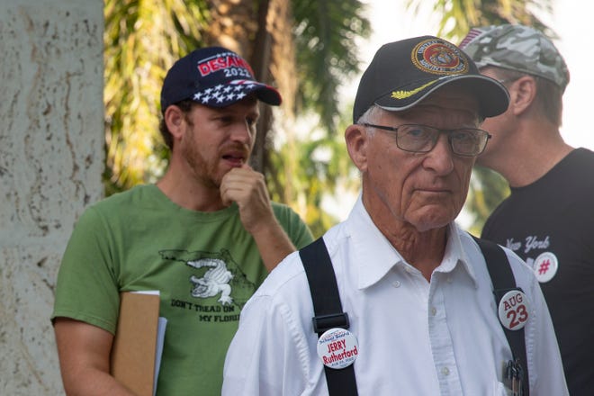 Jerry Rutherford of Naples reacts before a Naples City Council workshop session, Monday, Aug. 15, 2022, at Naples City Hall in Naples, Fla.
Supporters and opposers of the drag show at the Naples Pride Festival in July spoke during public comments.