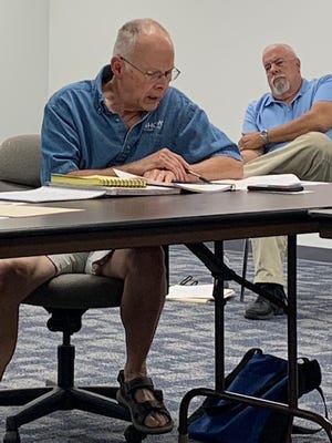 Nottawa Township trustee Steve Clark cited several concerns Monday to support his vote against a request to rezone a parcel of land from agriculture to business. Zoning administrator Doug Kuhlman is in the background. The request was denied.