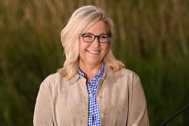US Representative Liz Cheney (R-WY) arrives to speak at an election night event during the Wyoming primary election at Mead Ranch in Jackson, Wyoming on August 16, 2022.