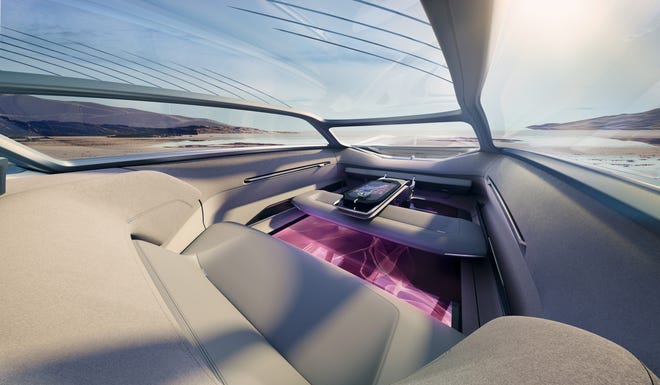 The interior of the Lincoln Model L100 Concept vehicle.
