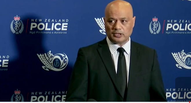New Zealand Police Detective Inspector Tofilau Faamanuia Vaaelua speaks during an August 17, 2022 press conference after the remains of two children were found in suitcases purchased at an auction.