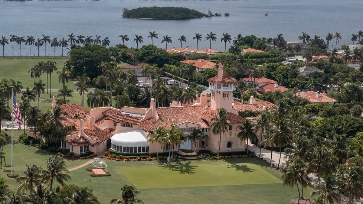 An aerial view of former President Donald Trump's Mar-a-Lago estate on August 17, 2022 in Palm Beach, Florida. ORG XMIT: 2600077 (Via OlyDrop)