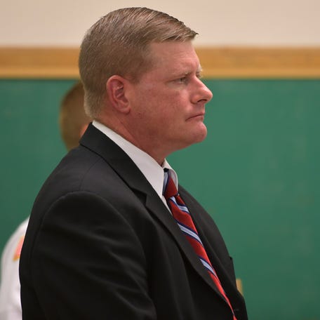 Trooper Todd Girouard appears in court following his 2022 arrest.