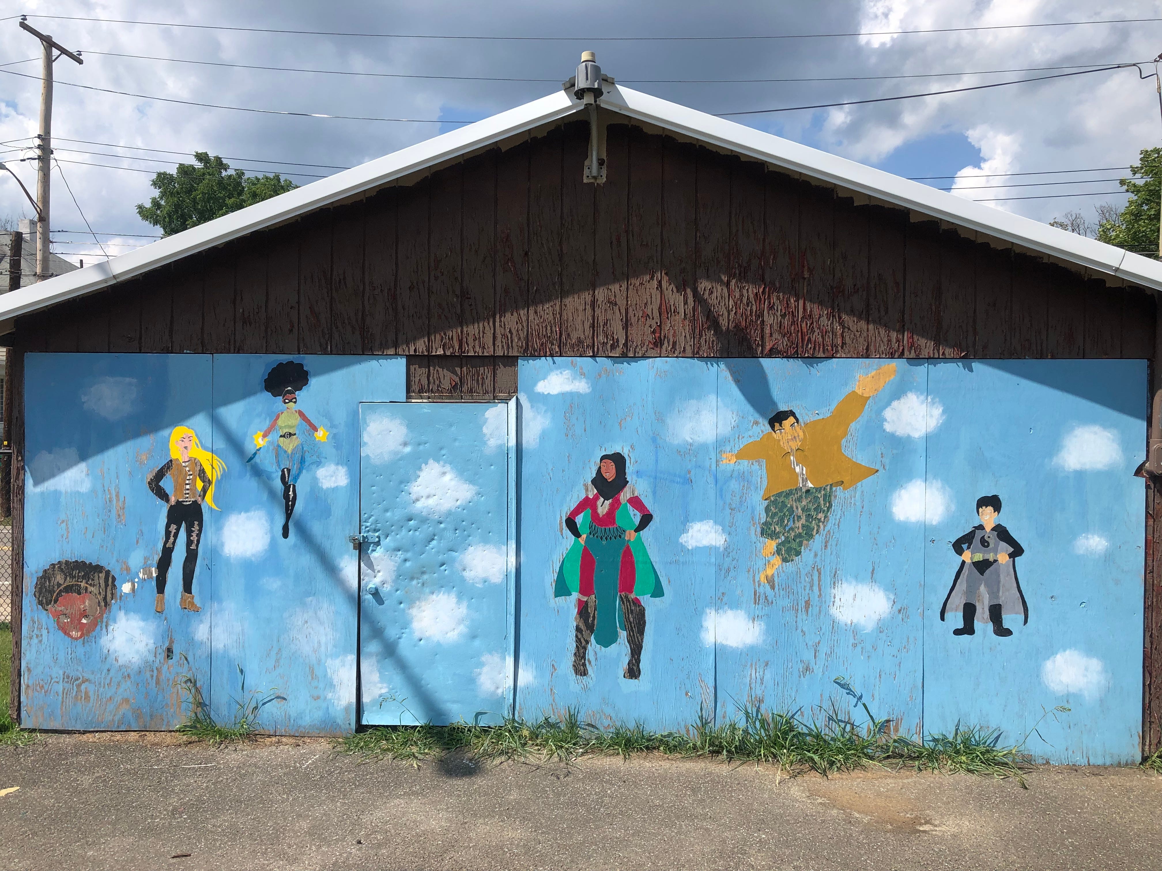 Kareemah Scurry completed this painting of superheroes in Floral Ave. Park at 200 Floral Ave. in Johnson City in 2018.