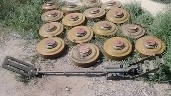 Landmines recovered from a field in Ukraine.
