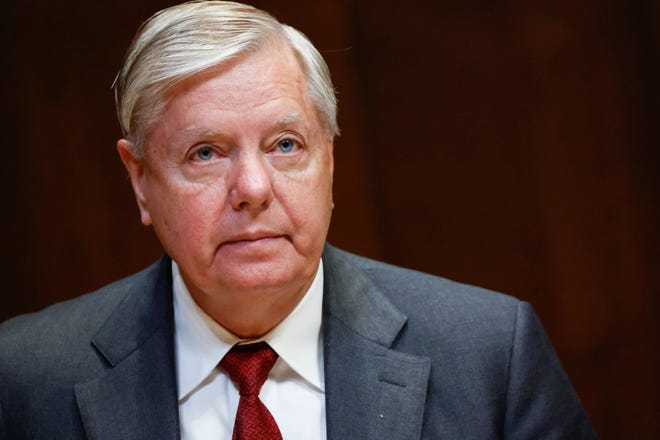 Sen. Lindsey Graham, R-S.C., listens during a hearing on May 25, 2022, in Washington.