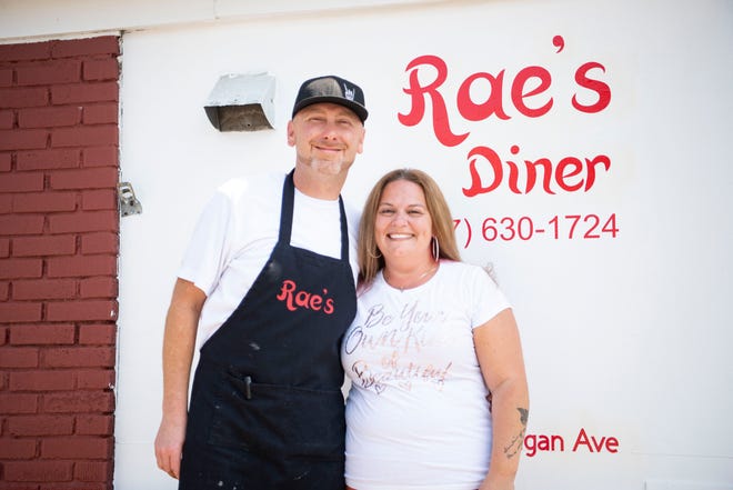 Ray and Vonda Chulis outside of Rae's Diner in Albion on Tuesday, Aug. 23, 2022.