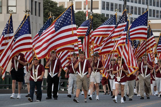 Color guard from Minnesota marched in the National American Legion Convention parade on Kilbourn Ave. in  Milwaukee Sunday, August 29, 2010.