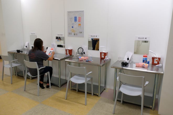 Injection stations are seen at Safer Inside, a realistic model of a safe injection site in San Francisco, Aug. 29, 2018. On Monday, Aug. 22, 2022, California Gov. Gavin Newsom vetoed a bill that he said could have brought â€œa world of unintended consequencesâ€ by allowing Los Angeles, Oakland and San Francisco to set up sites where opioid users could legally inject drugs under supervision. (AP Photo/Eric Risberg, File)