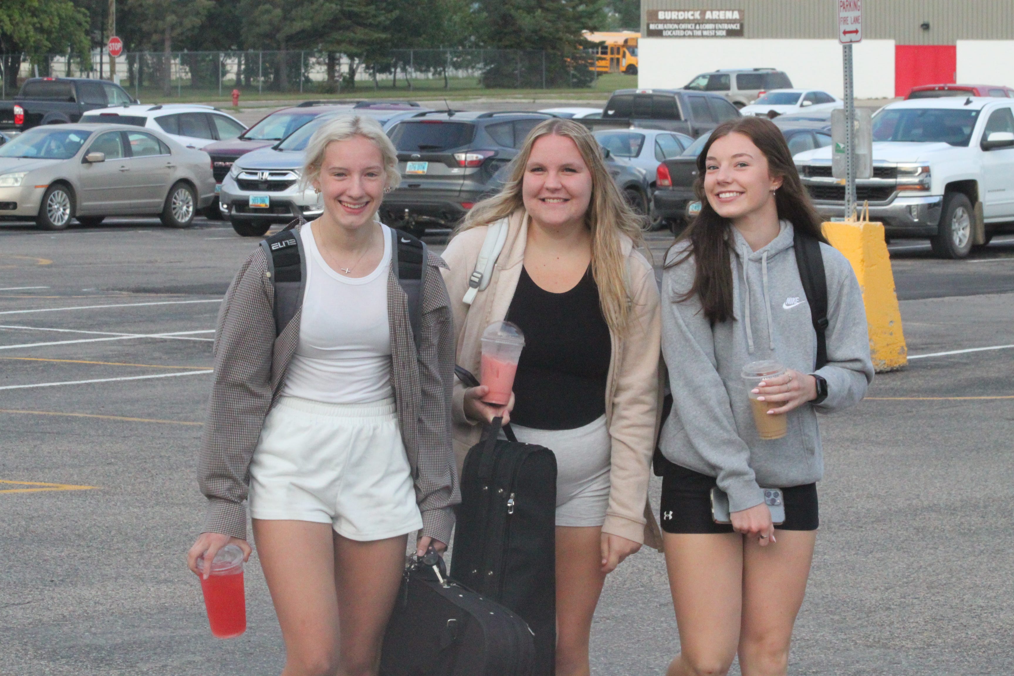Students pose for a photo on the first day of school at Devils Lake High School (DLHS) on Aug. 24.