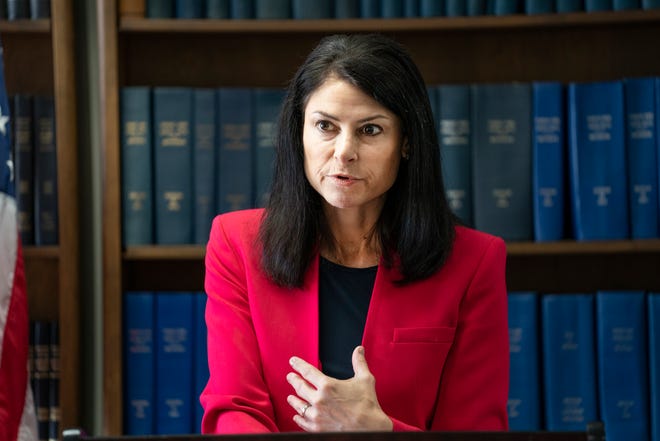 Michigan Attorney General Dana Nessel announces findings in Public Integrity Cases from her offices in Detroit Wednesday, Aug. 24, 2022.