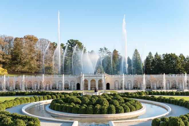 The Festival of Fountains at Longwood Gardens impressively features over 1,700 water jets annually over the summer.