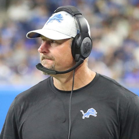 Lions coach Dan Campbell on the sidelines during t