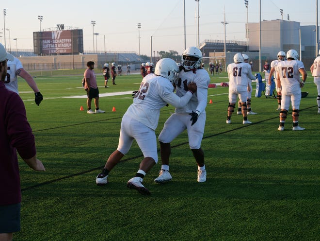 West Texas A&M goes through practice on Tuesday, Aug. 23, 2022.