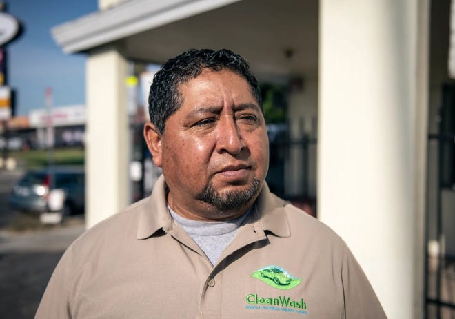 Antonio Dominguez,48, started CleanWash Mobile with other car wash workers in Los Angeles. Nearby, the CLEAN Car Wash Center, a nonprofit, provides peer training, an auto detail program and information about health, safety and labor protections. “When one comes to this country, one thinks that it is normal to not be paid justly,” said Dominguez, who has worked in the car wash industry 23 years.
