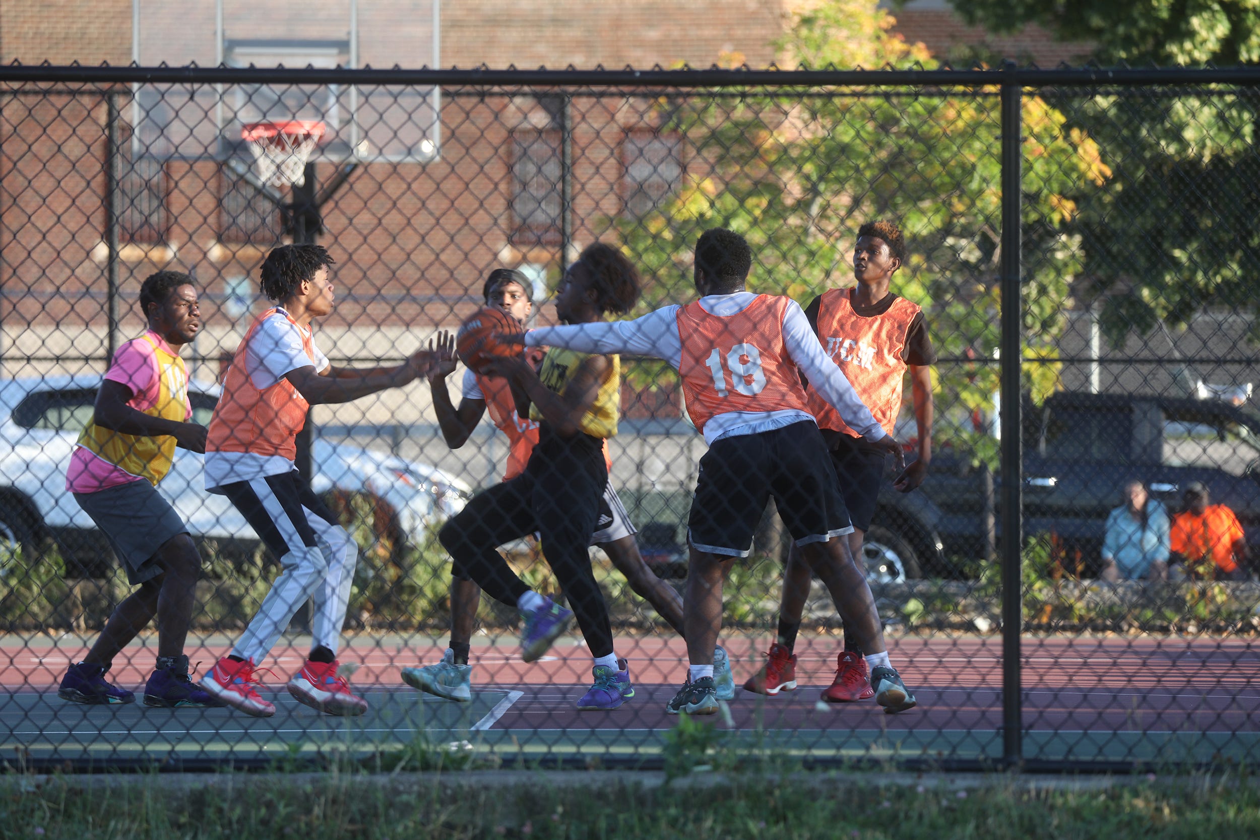 Master Park in Buffalo, NY was busy with a basketball game and children doing football drills on Saturday, July 26, 2022.