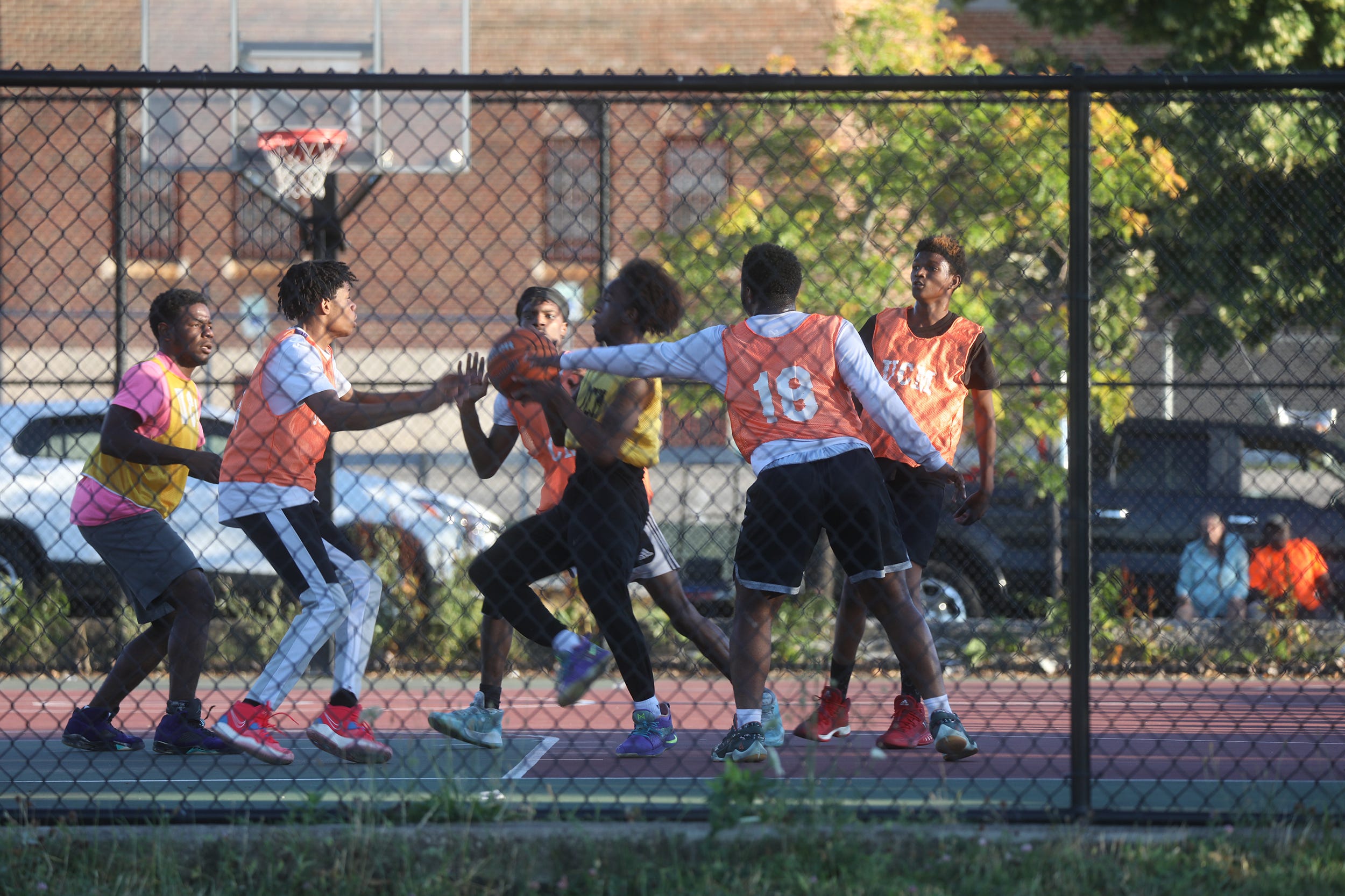 Master Park in Buffalo, NY was busy with a basketball game and children doing football drills on Saturday, July 26, 2022.  