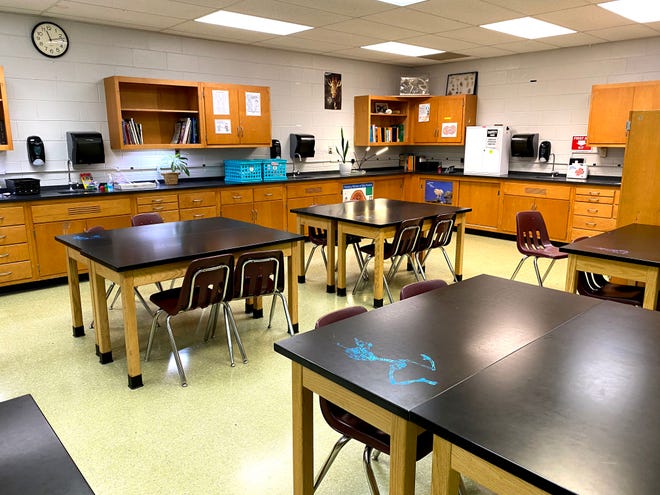 Inside Rachel Drumheller's seventh grade science classroom at Stuarts Draft Middle School.