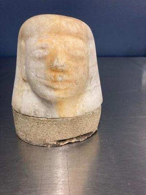 An Egyptian artifact recovers U.S. Customs and Border Patrol agents in Memphis. It is believed to be a jar lid depicting the funeral deity Imsety.