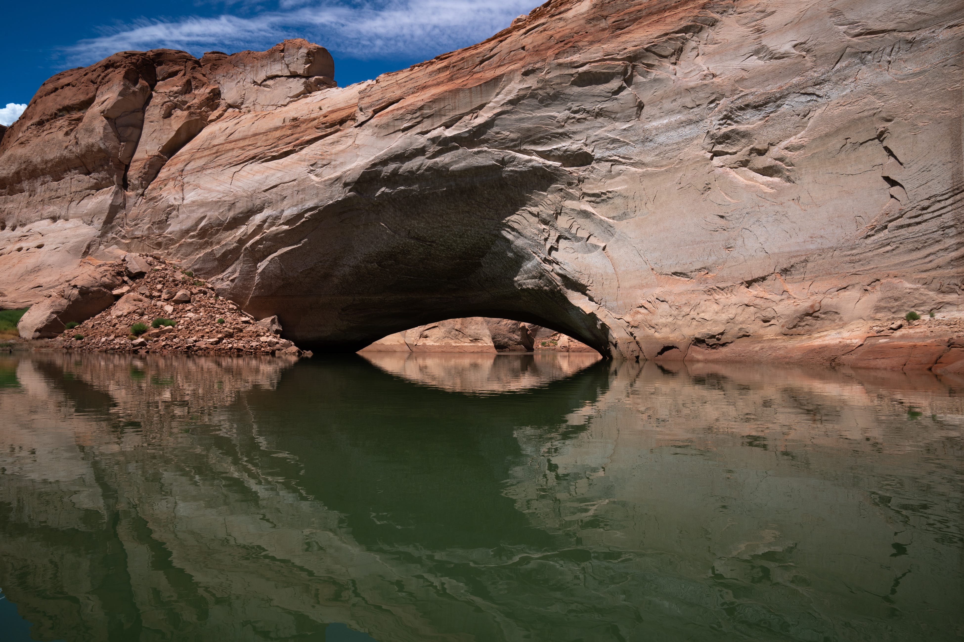Gregory Natural Bridge at Lake Powell pictured on Aug. 15, 2022. Until recently, this natural bridge was entirely under water.