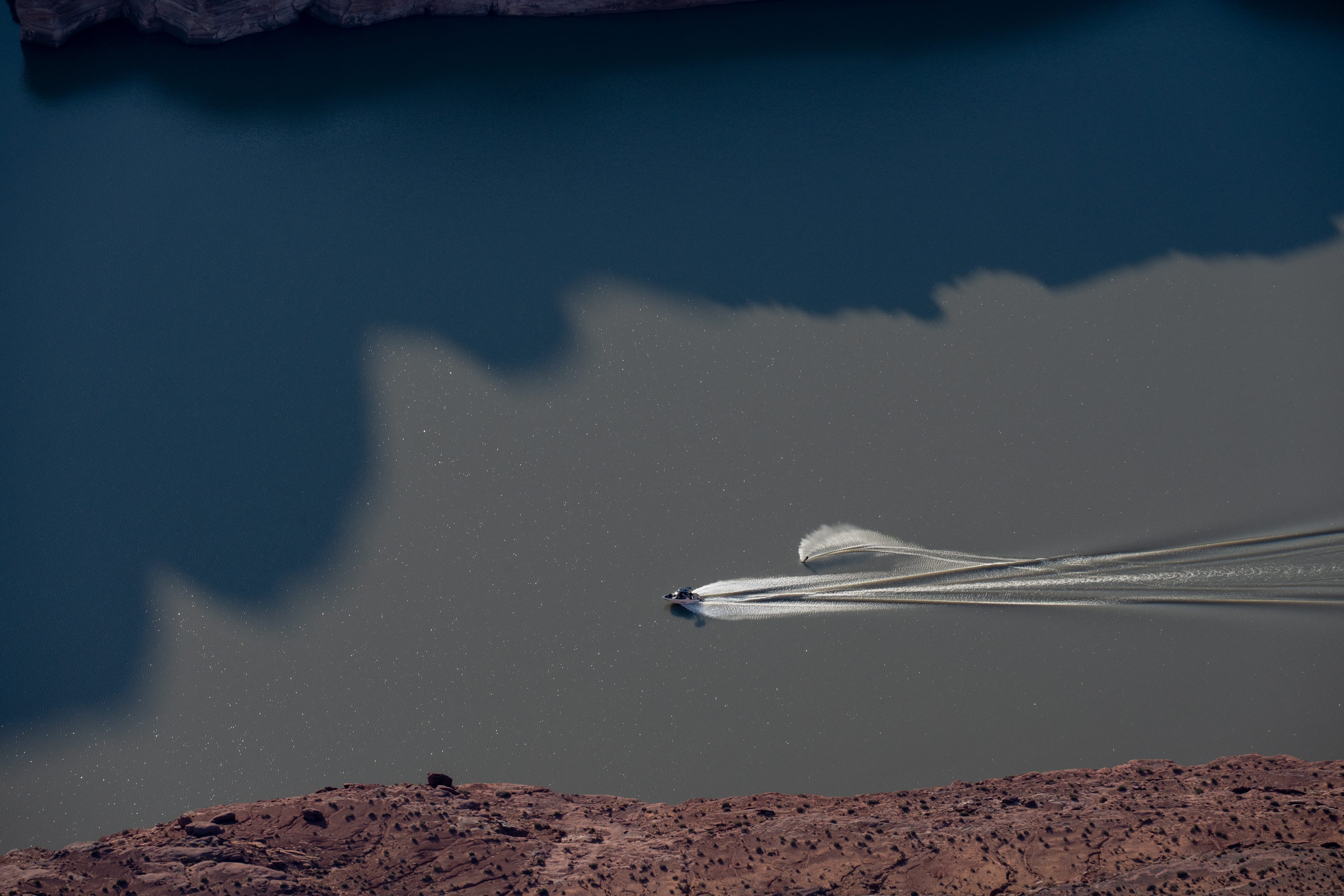 A water skier on Lake Powell on June 11, 2022.
