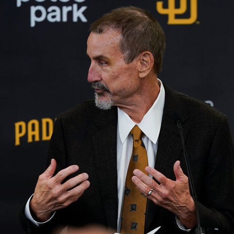 Padres chairman Peter Seidler speaks during a news