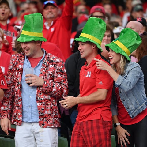 Nebraska Cornhuskers fan cheer during the game aga