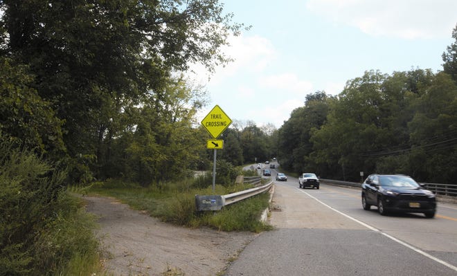 The Sussex Branch Trail, which intersects Route 94 in Lafayette, is closed on the southbound side, seen here on Monday, Aug. 29, 2022, after federal officials confirmed over 100 black vultures found on the trail died of the bird flu.