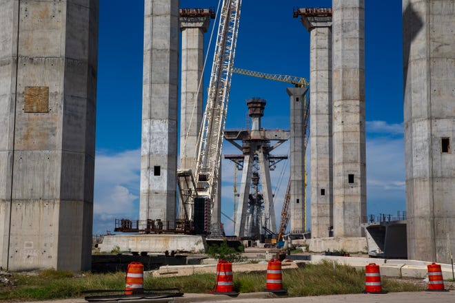 The new Harbor Bridge under construction on Friday, Aug. 26, 2022, in Corpus Christi, Texas.