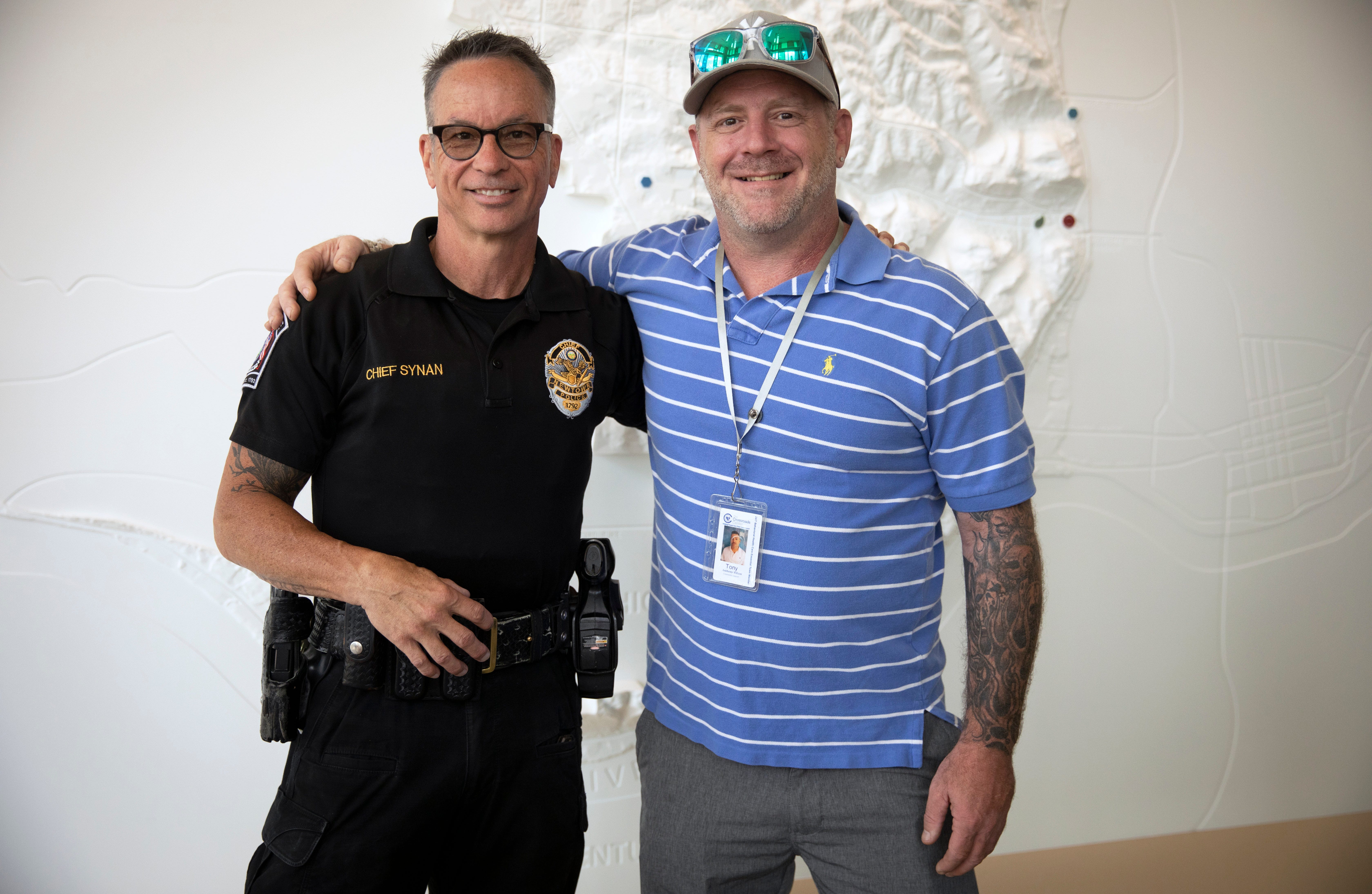 Tom Synan, Newtown police chief, and Tony Wilson, outreach worker, have successfully offered wrap-around services to individuals in high-crime, high-overdose spots in Cincinnati.